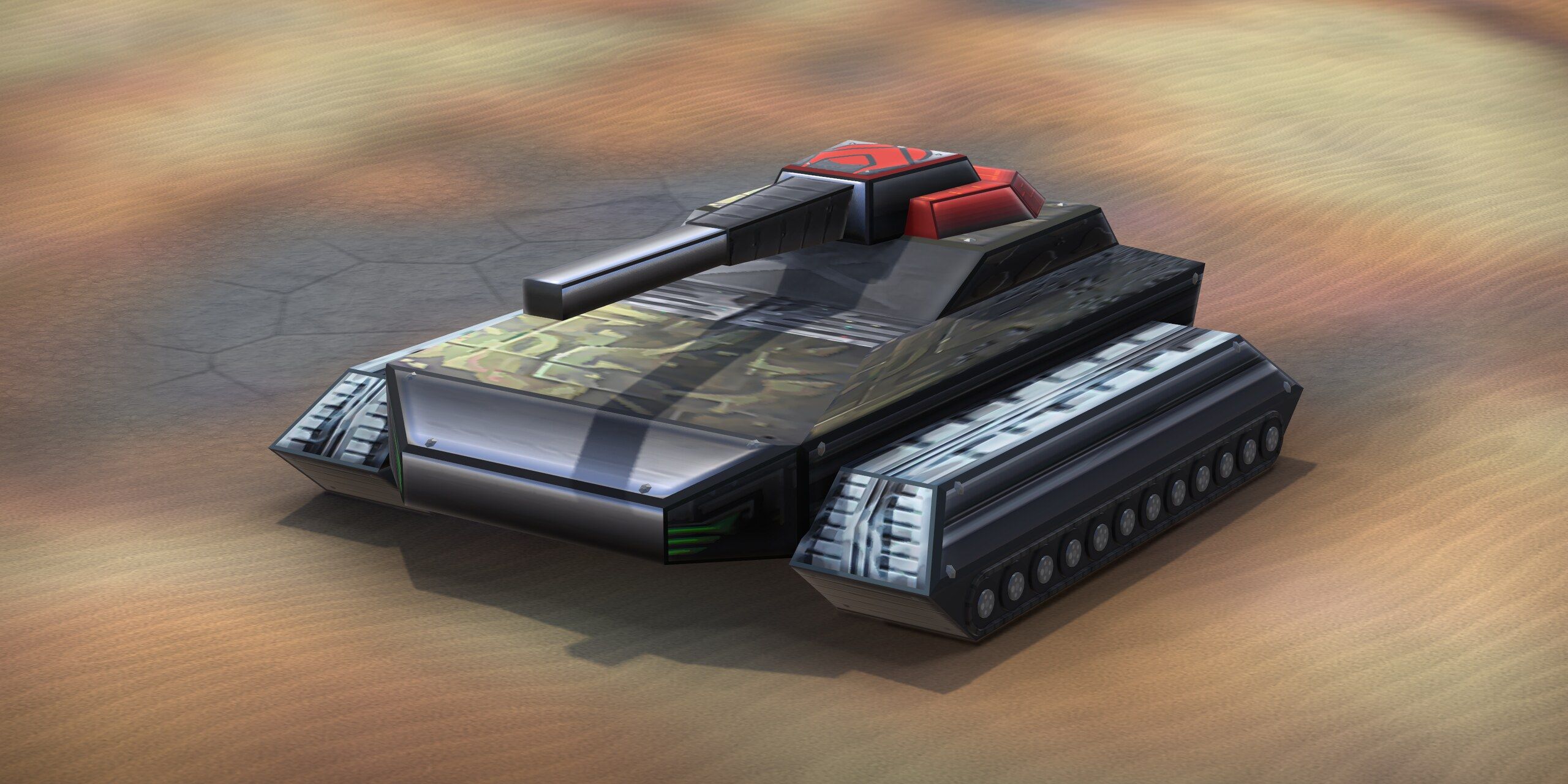 The same Raider in Reborn: armour plates, bolts and road wheels, its metal repainted
