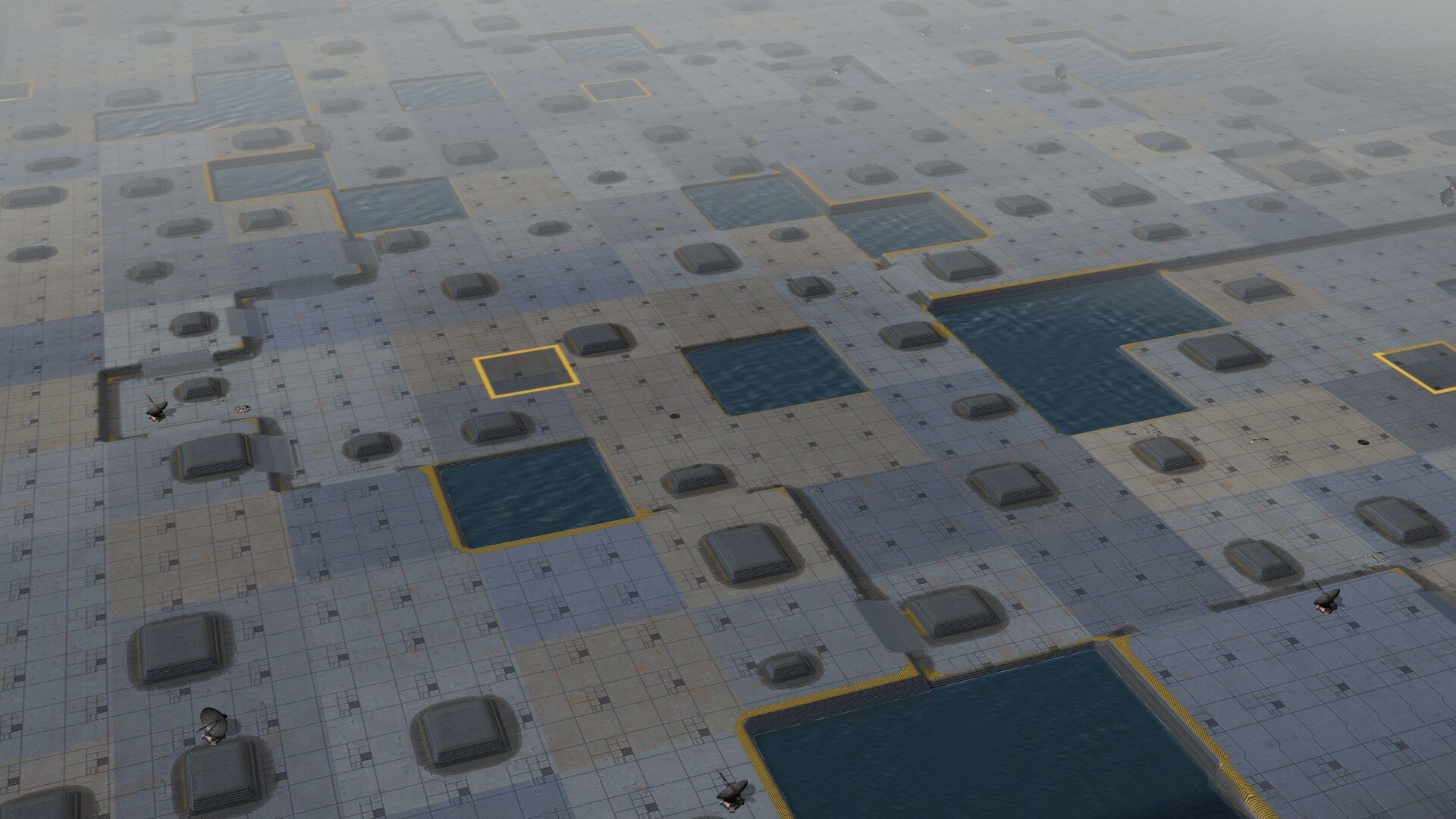 Reactor Grid, a deck of metal plating, from the air