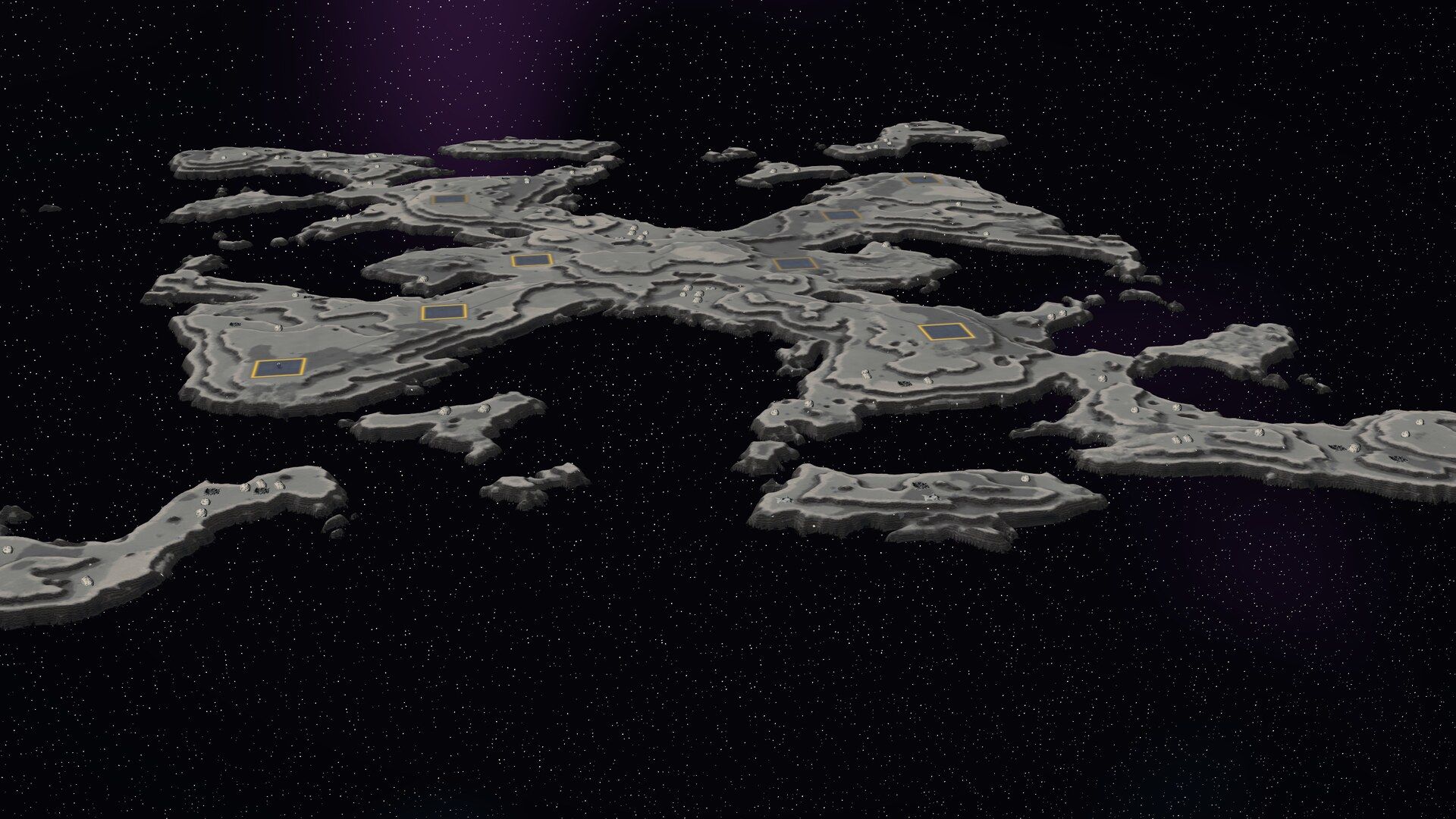 Starfall Expanse, rocks adrift in space, from above